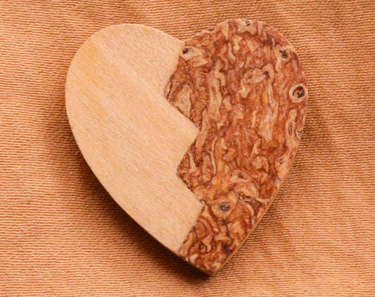 Heart Zig Zag Wood Cork Vintage Button 24x25mm