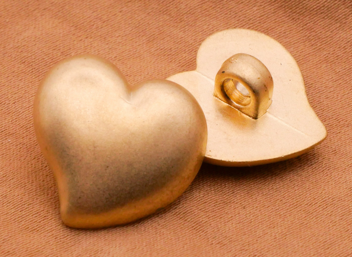 Heart Asymmetrical Soft Gold Vintage Plastic Set of Three Buttons 17x18mm