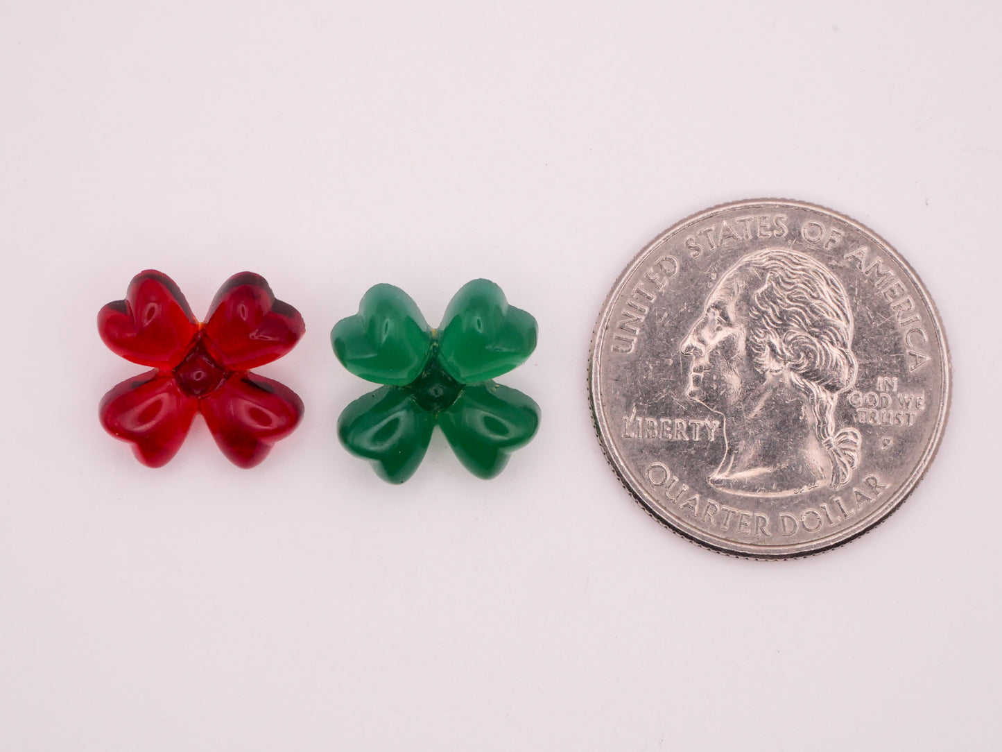 Four Leaf Clover Shamrock Green Red Glass Button Various 15mm