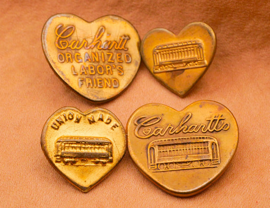 Carhartt Heart Shape Workwear Rebus Streetcar Brass Metal Button Various 15-22mm