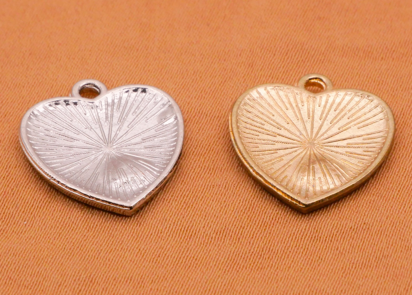 Yin Yang Heart Silver Gold Metal Set of Three Charms Embellishments 15x17mm