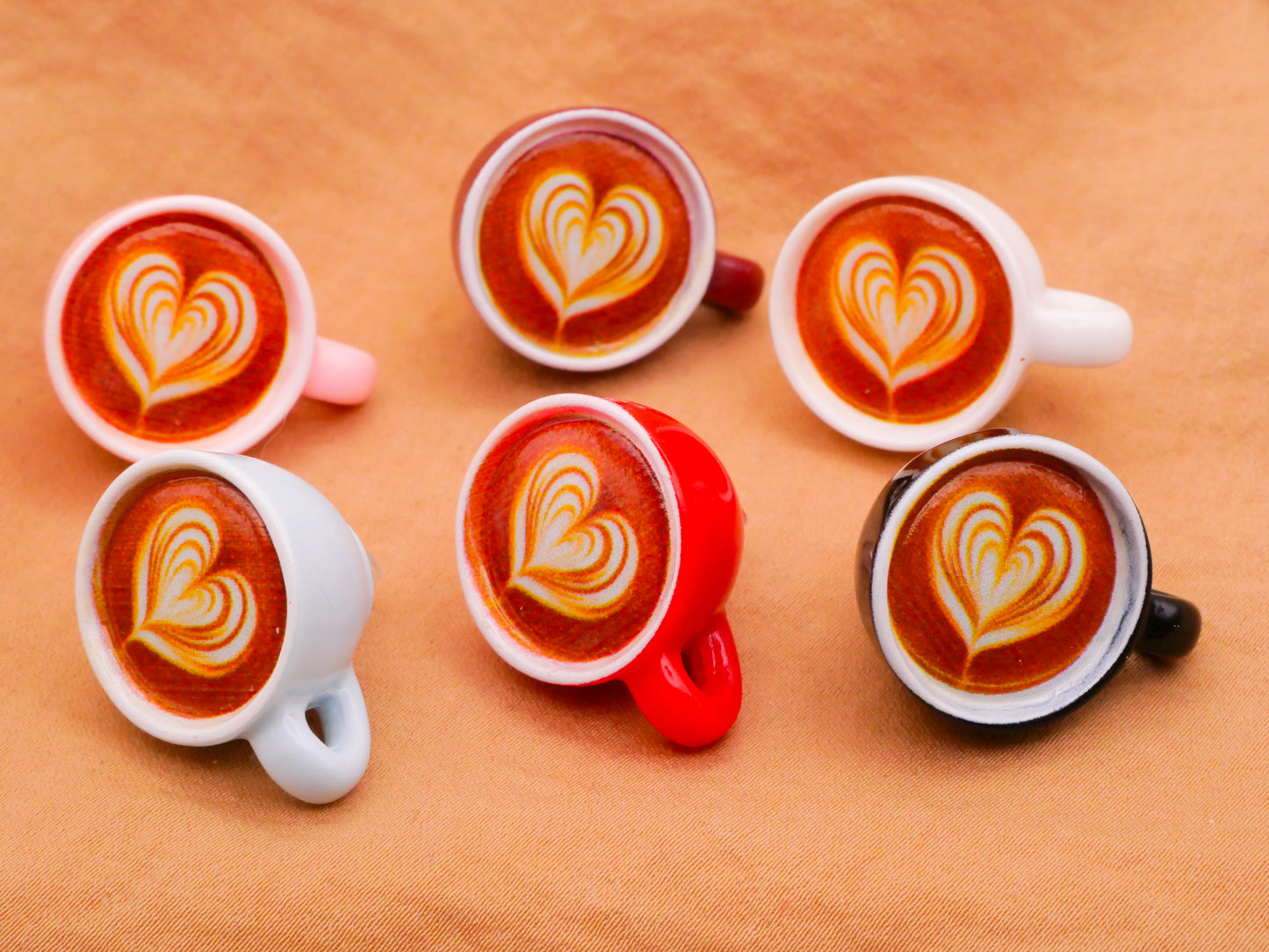 Cappuccino Latte Coffee Cup Heart Foam Plastic Set of Six Buttons 20x26mm