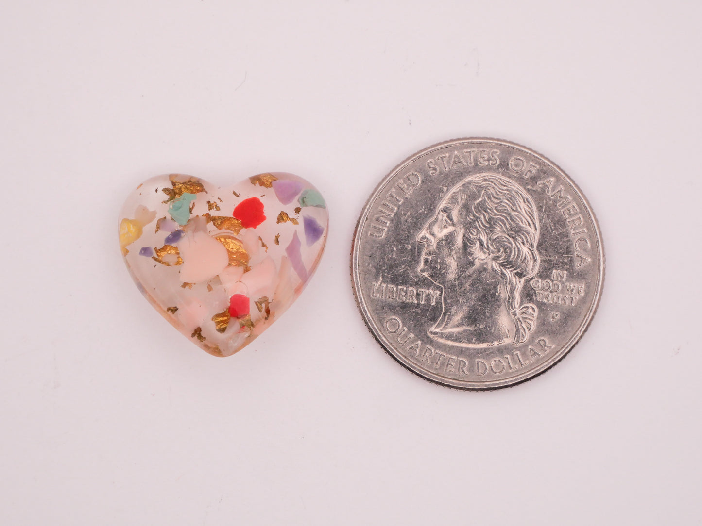 Heart Confetti Flecks Resin Plastic Button 19x20mm