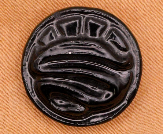 Snake Look Design Black Lacquer Plaster Button 25mm