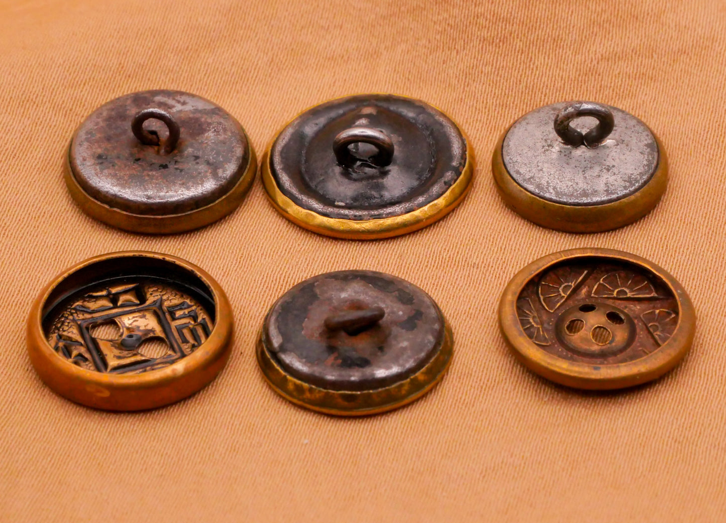 Asian Motif Brass Metal Button Various 14-17mm