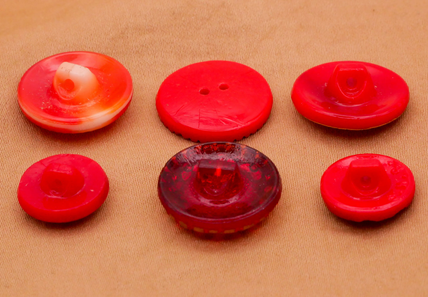 Red Gold Vintage Glass Button Various 13-18mm