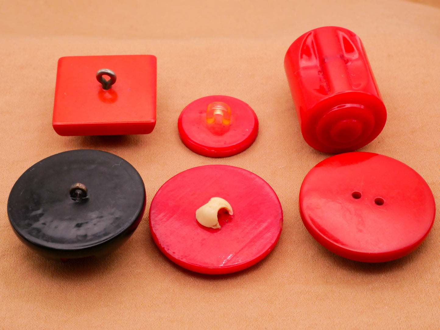 Vibrant Red Celluloid Early Plastic Button Various 18-27mm