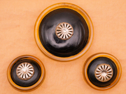 Bubble Transparent Black Metal Look Celluloid Early Plastic Button Various 27-42mm