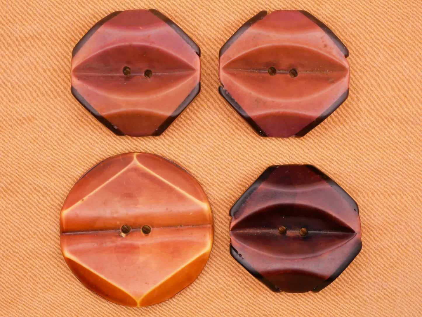 Sculptural Hexagon Octagon Celluloid Early Plastic Button Various 28-34mm