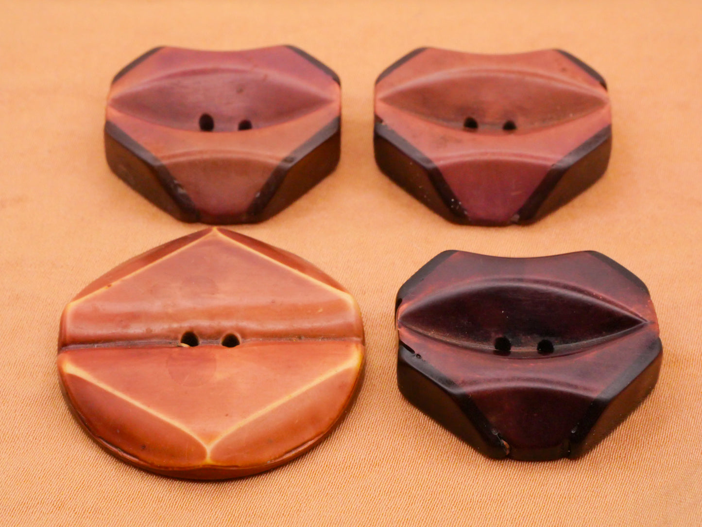 Sculptural Hexagon Octagon Celluloid Early Plastic Button Various 28-34mm