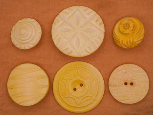 Ivory Carved Look Celluloid Early Plastic Button Various 21-35mm