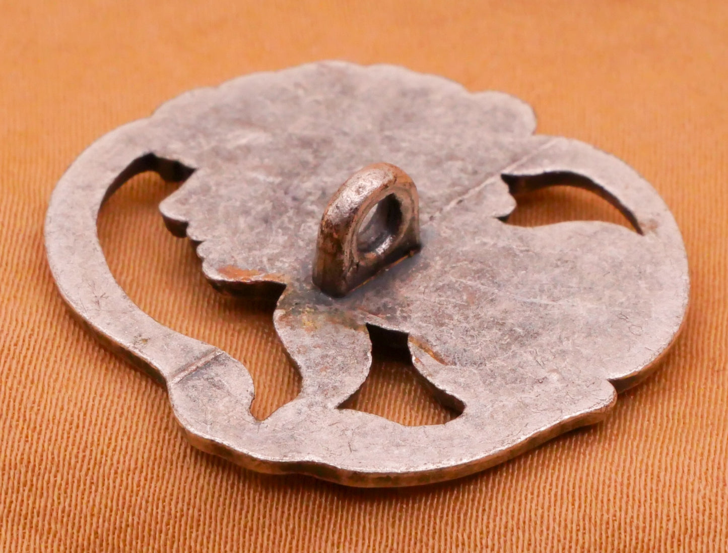 Woman Lady Art Nouveau Pewter Look Silver Metal Button 27x28mm