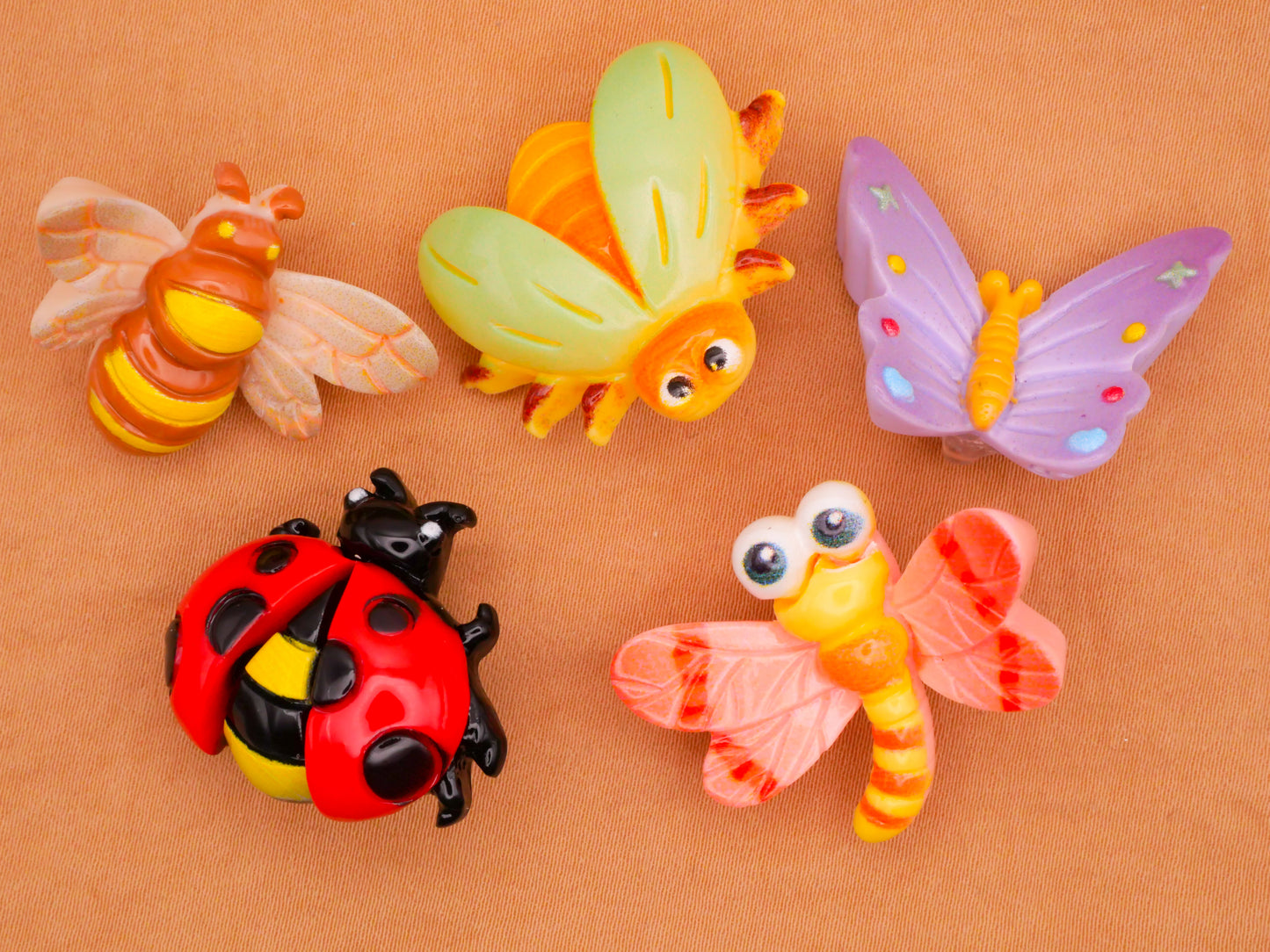 Insect Bugs Colorful Plastic Set of Five Buttons 27-31mm