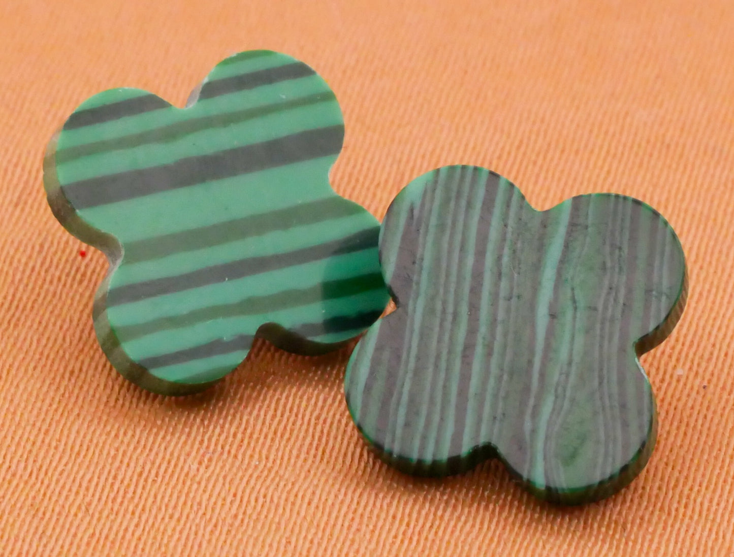 Clover Malachite Imitation Stone Green Button 11mm