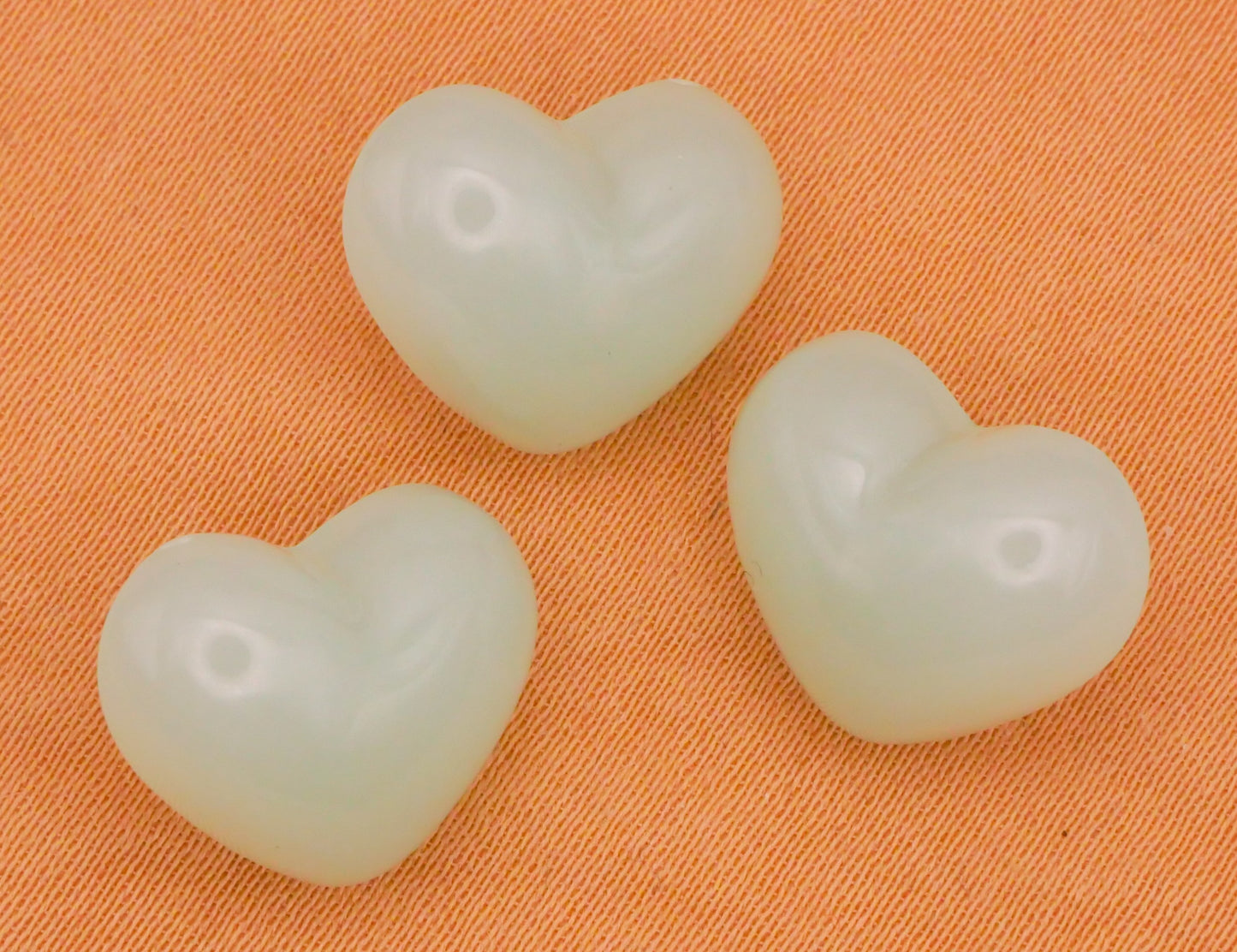 Heart Mint Jade Look Plastic Set of Three Buttons 12x15mm