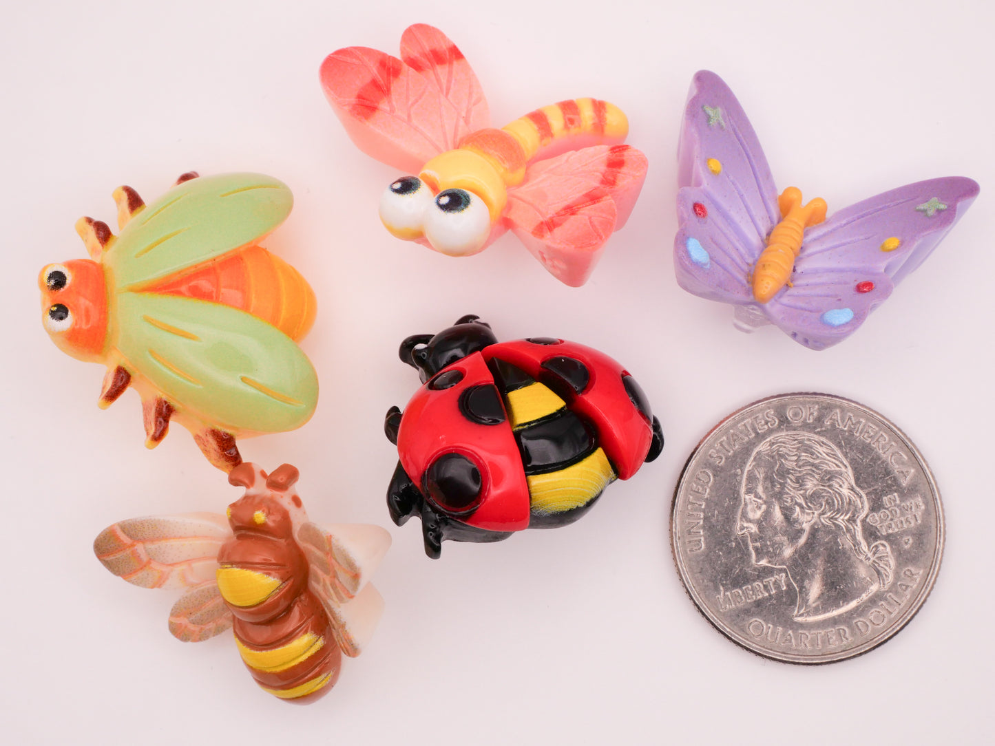 Insect Bugs Colorful Plastic Set of Five Buttons 27-31mm