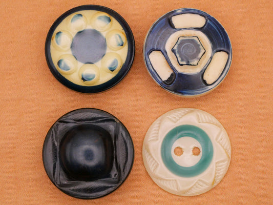 Blue Green Celluloid Early Plastic Button Various 23mm