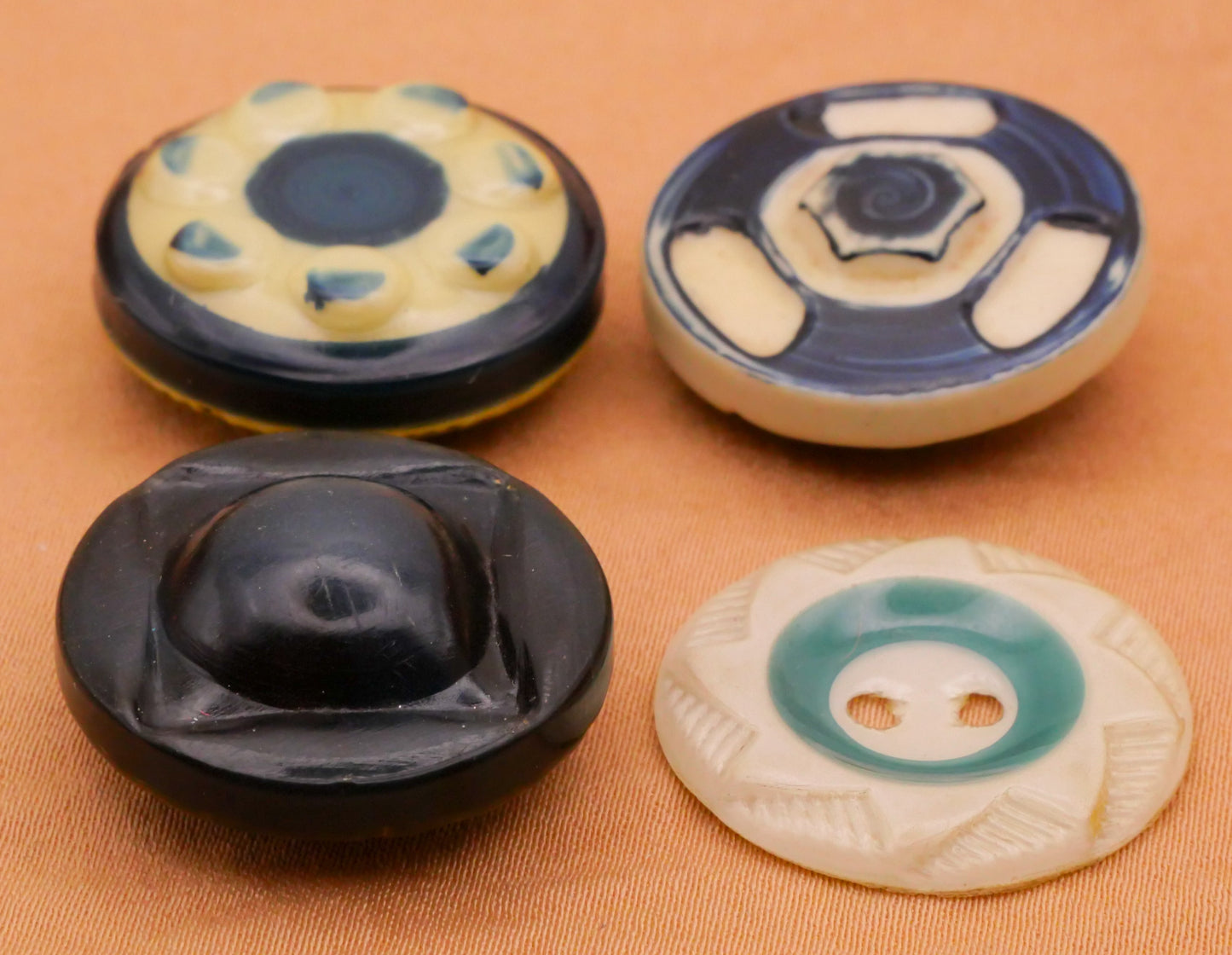 Blue Green Celluloid Early Plastic Button Various 23mm