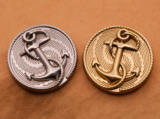 Anchor Whirlpool Design Silver Gold Metal Button Various 23mm