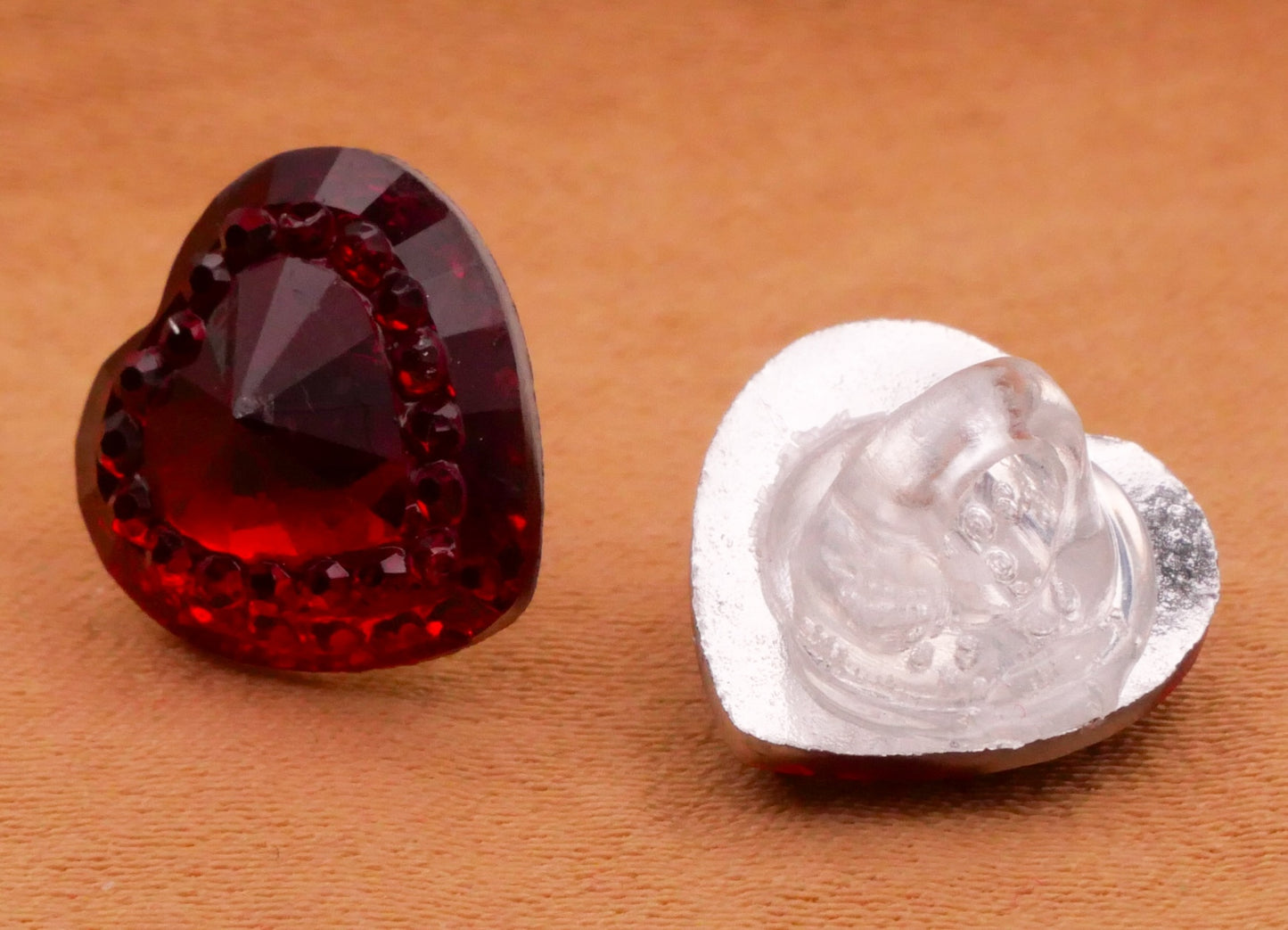 Ruby Red Glass Look Plastic Set of Five Buttons 12mm