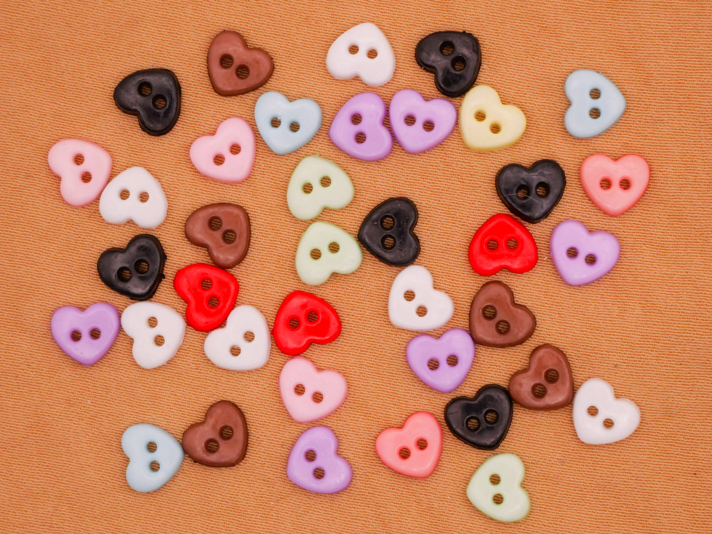 Heart Tiny Doll Plastic Assorted Set of Fifty Buttons 6mm