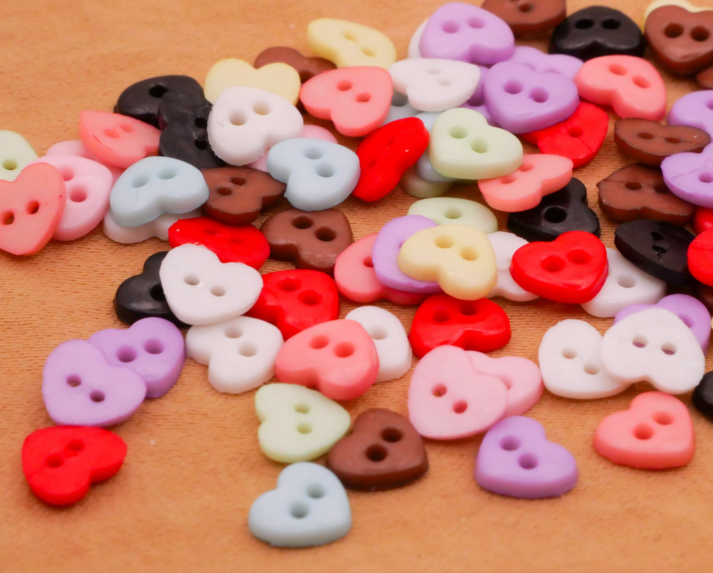 Heart Tiny Doll Plastic Assorted Set of Fifty Buttons 6mm