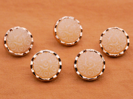 Rose Cluster Ivory Look Gold Plastic Set of Five Buttons 12mm