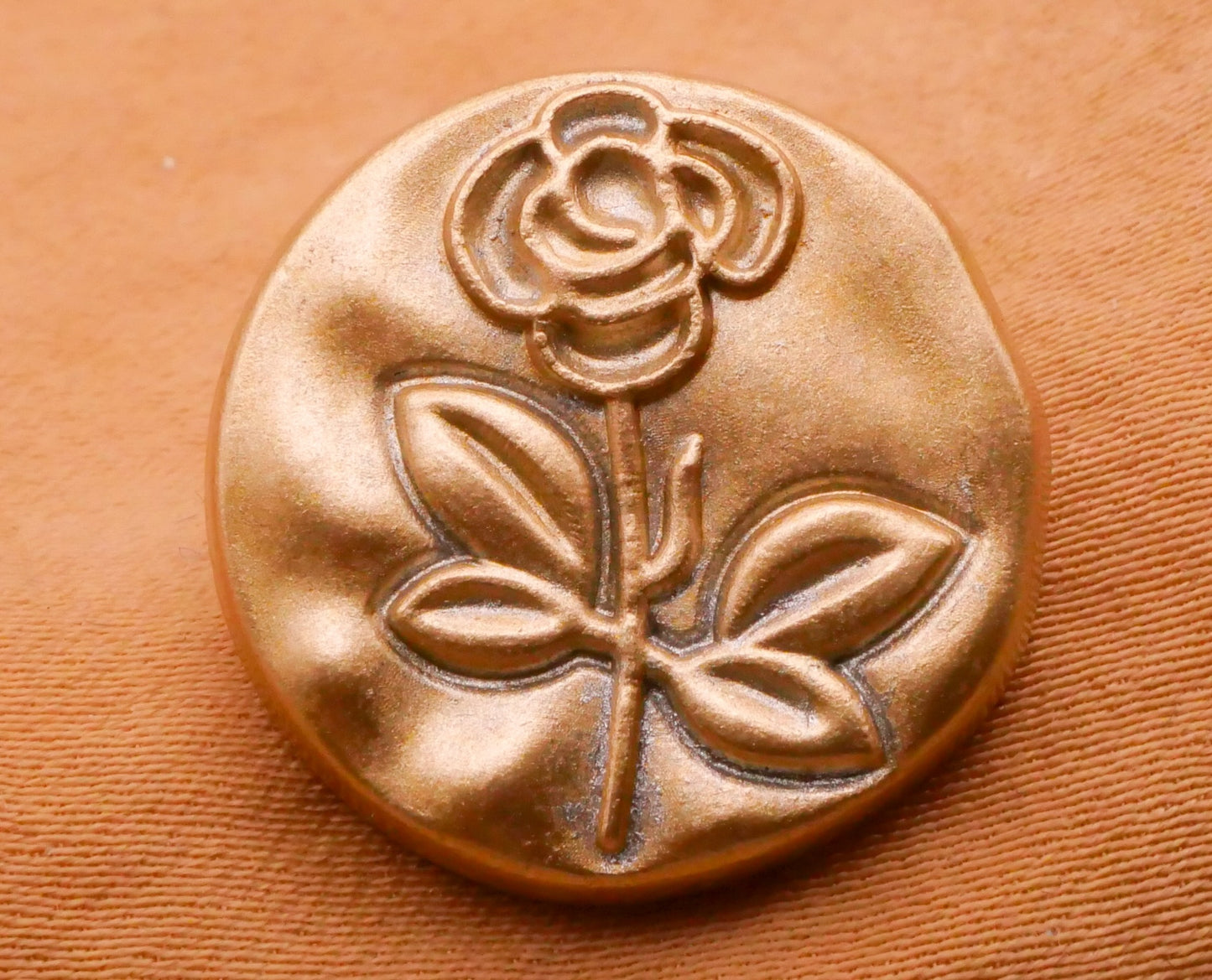 Rose Flower Soft Gold Metal Pair of Buttons 20mm