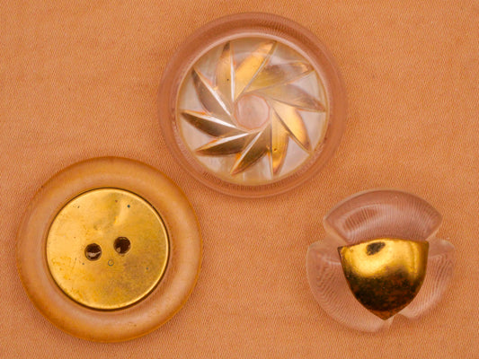 Lucite Gold Metal Vintage Plastic Button Various 22-28mm