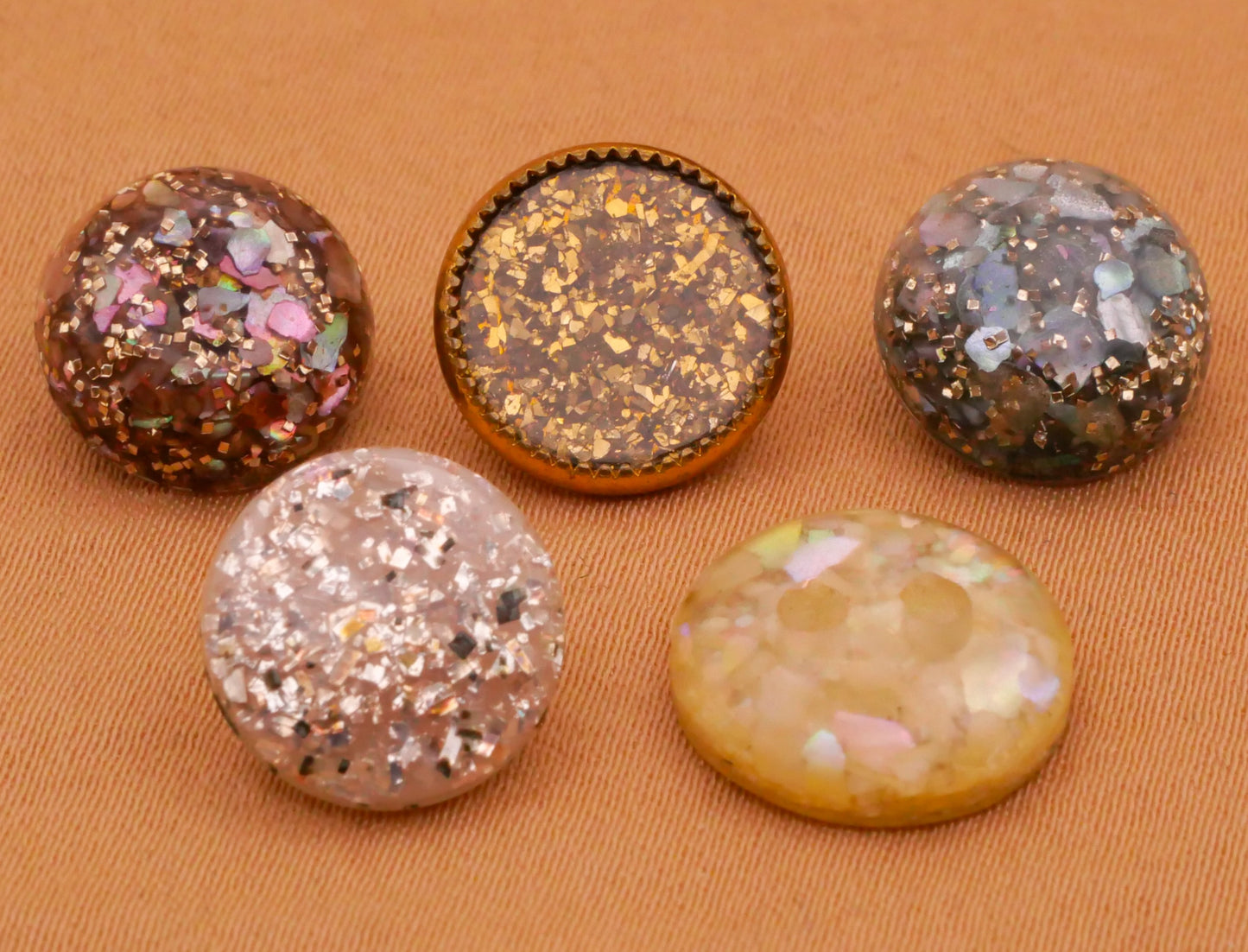Glitter Shell Plastic Vintage Button Various 11-13mm