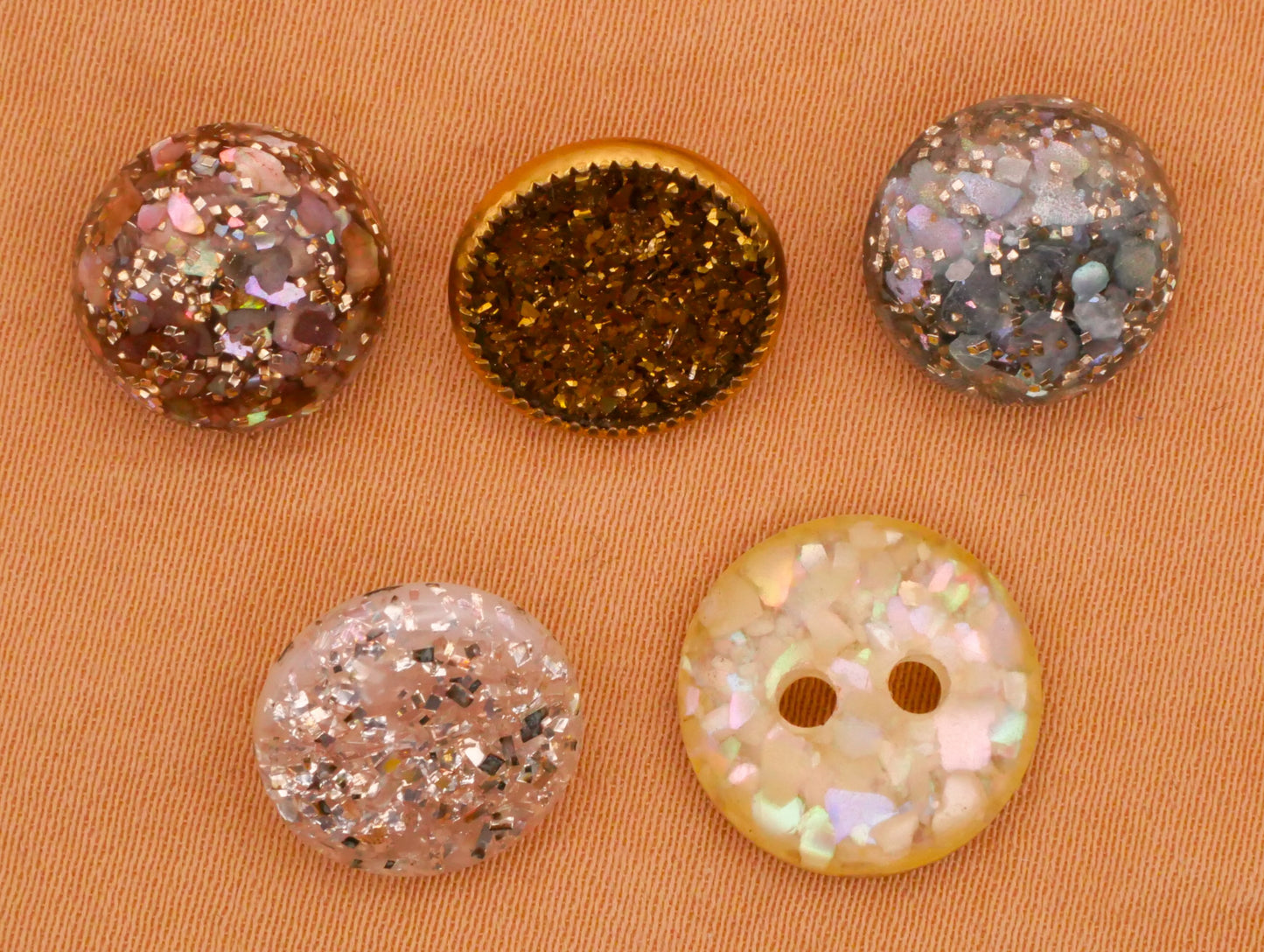 Glitter Shell Plastic Vintage Button Various 11-13mm