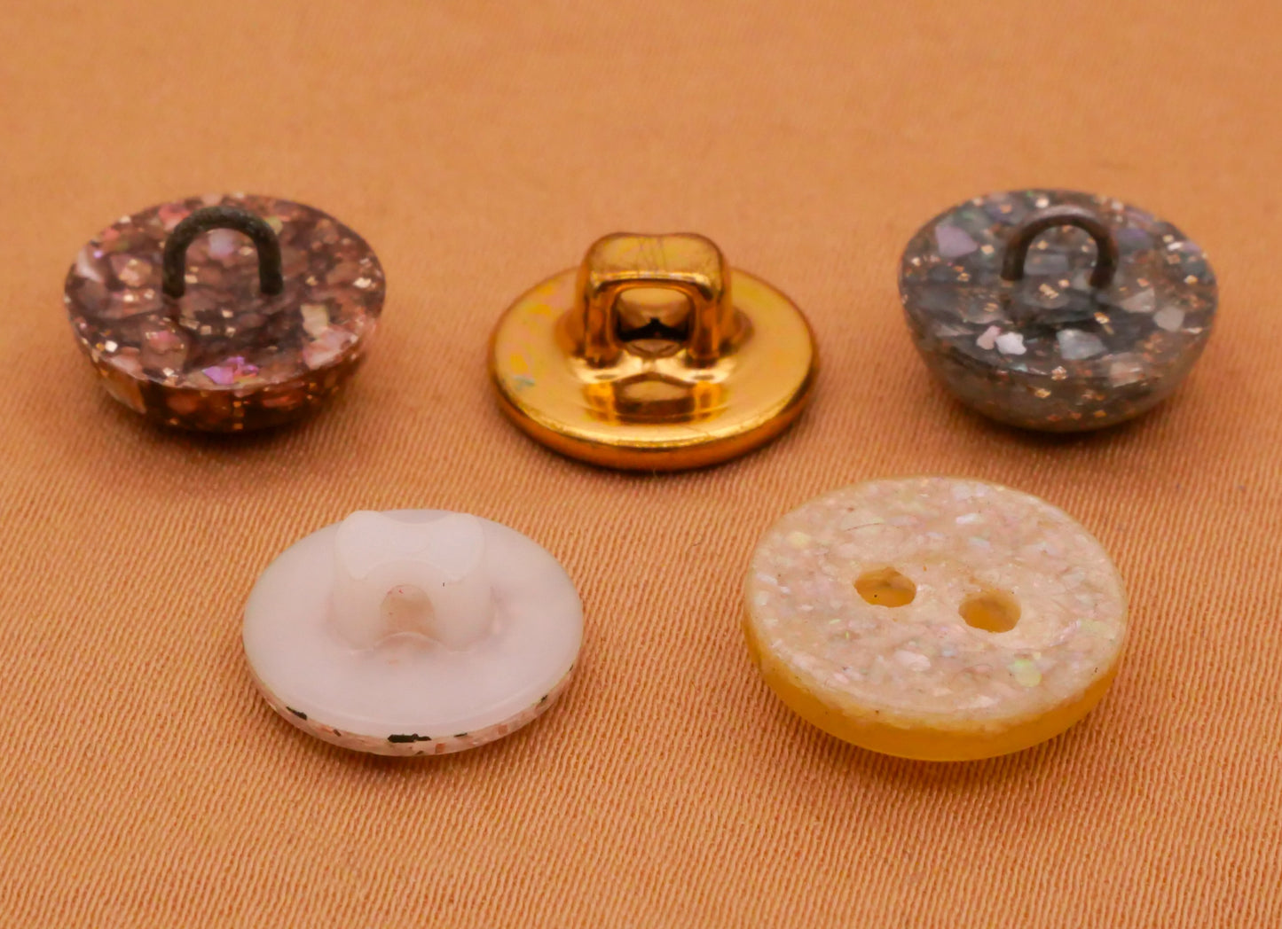 Glitter Shell Plastic Vintage Button Various 11-13mm