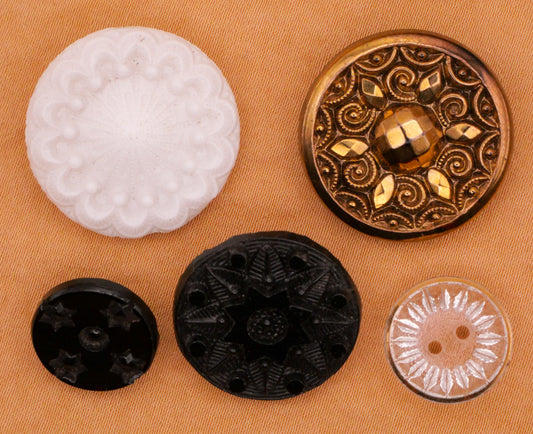 Sunburst Star Flower Design Vintage Glass Button Various 14-23mm