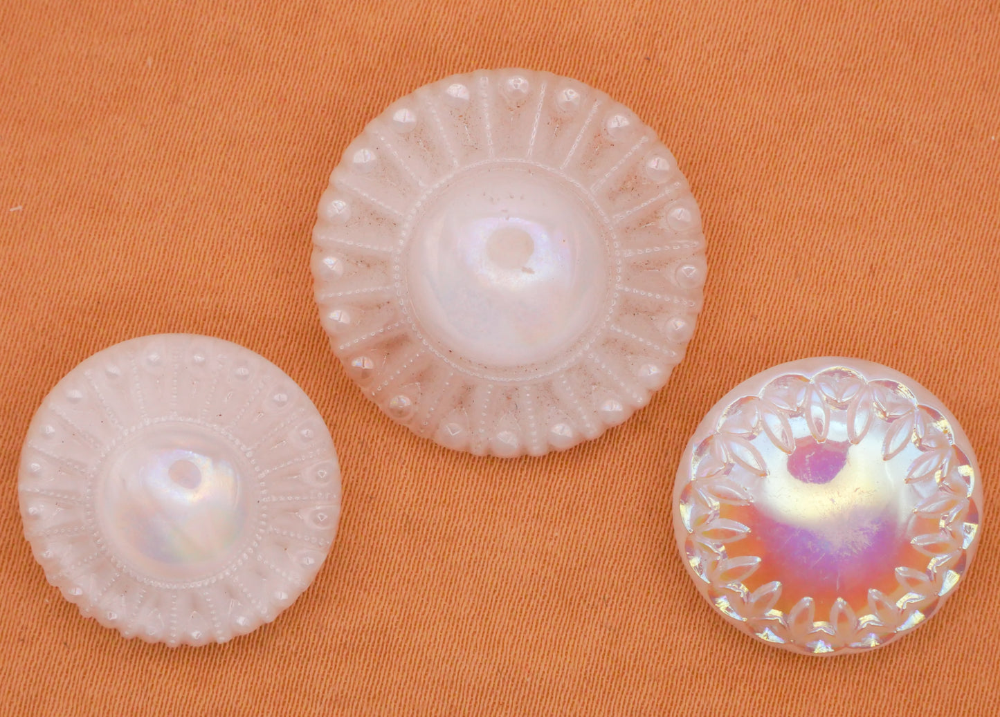 Sun Sunburst Iridescent Vintage White Glass Button Various 18-23mm