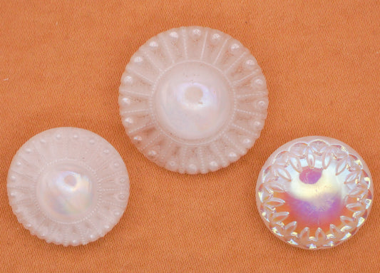 Sun Sunburst Iridescent Vintage White Glass Button Various 18-23mm