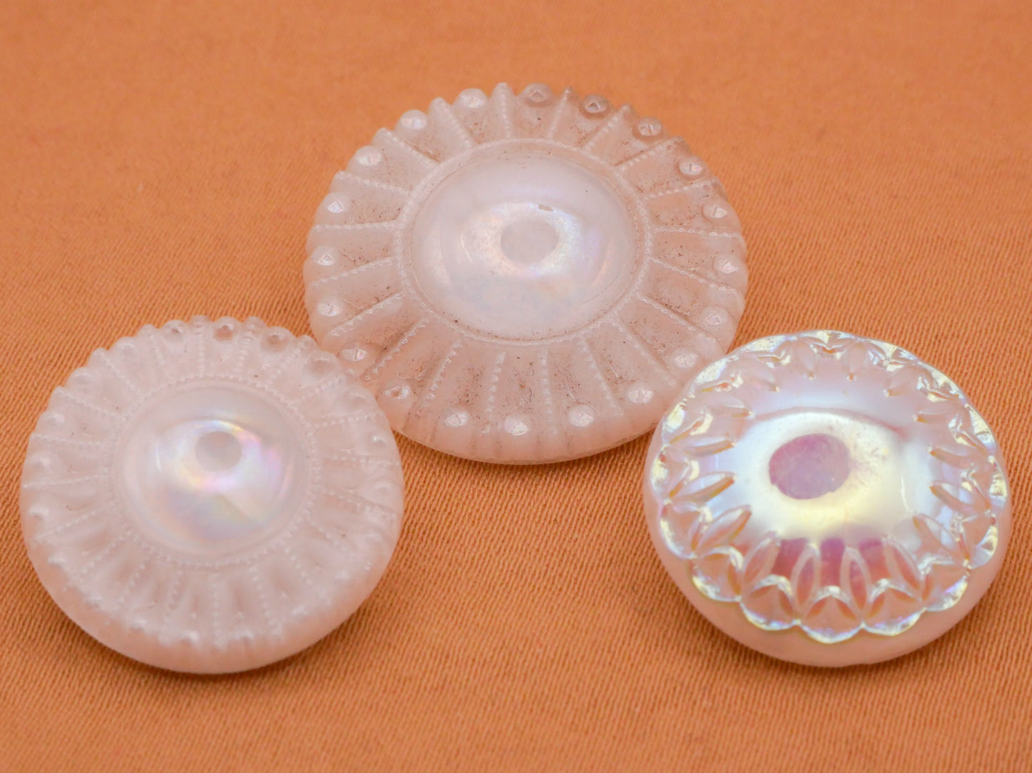 Sun Sunburst Iridescent Vintage White Glass Button Various 18-23mm