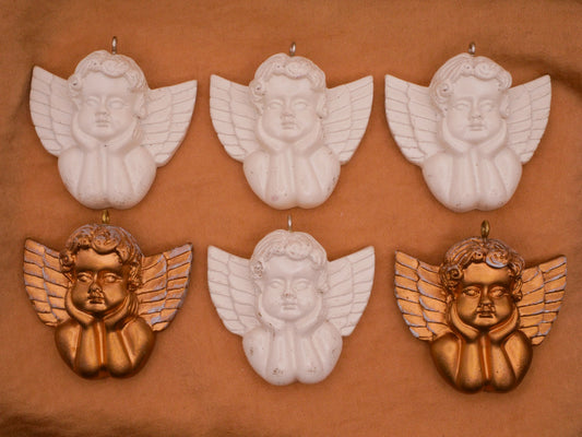 Cherub Angel Ceramic White Gold Pendant Ornament Various 40mm