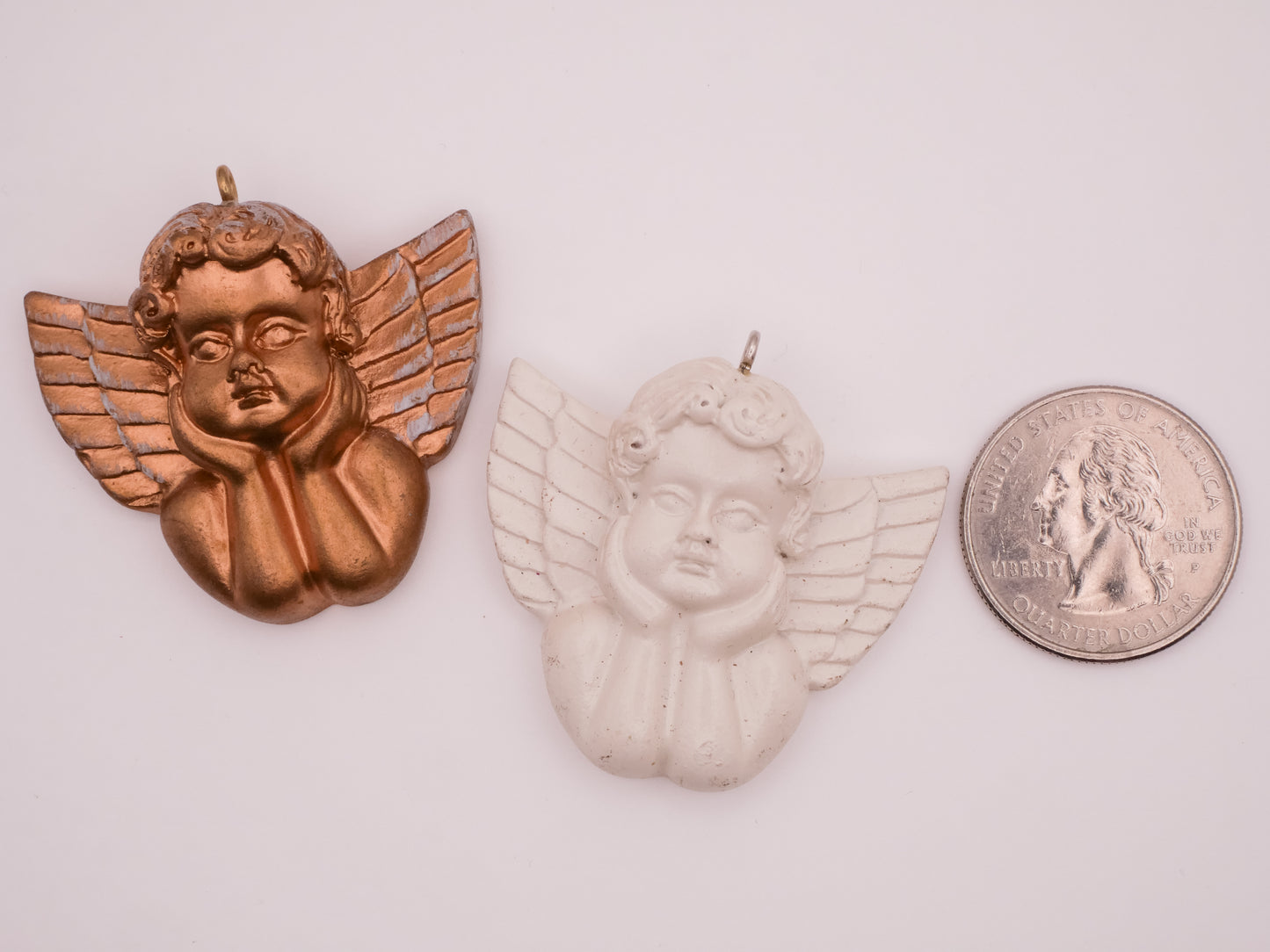 Cherub Angel Ceramic White Gold Pendant Ornament Various 40mm