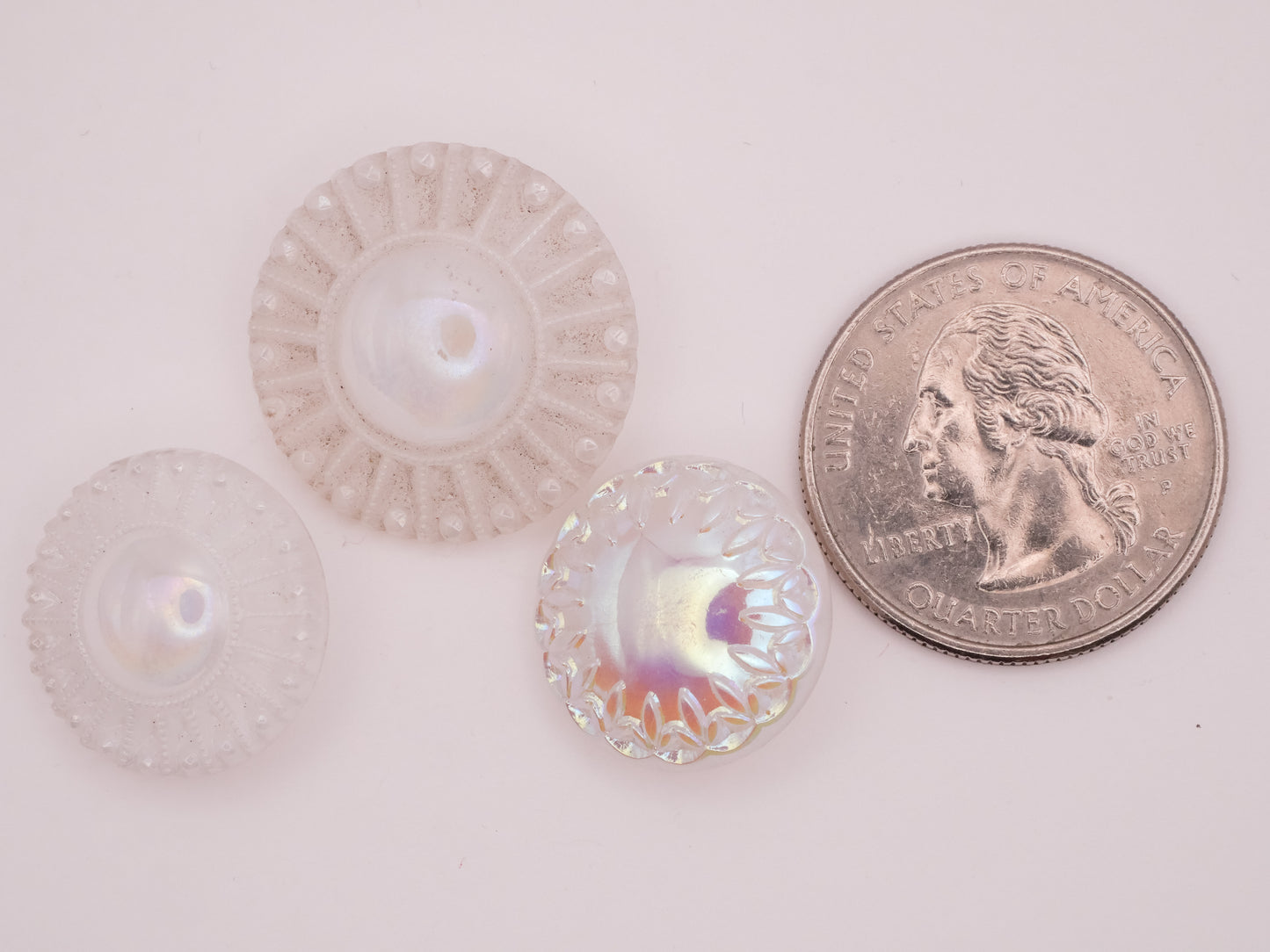 Sun Sunburst Iridescent Vintage White Glass Button Various 18-23mm