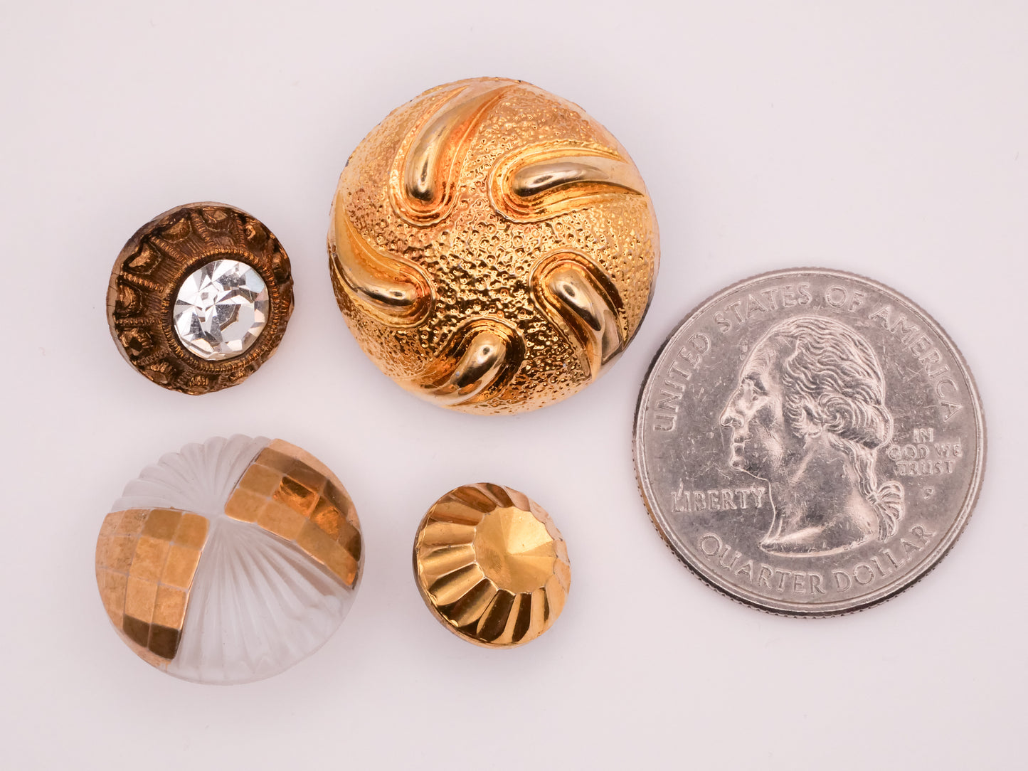 Gold Swirl Sunburst Vintage Glass Button Various 11-23mm