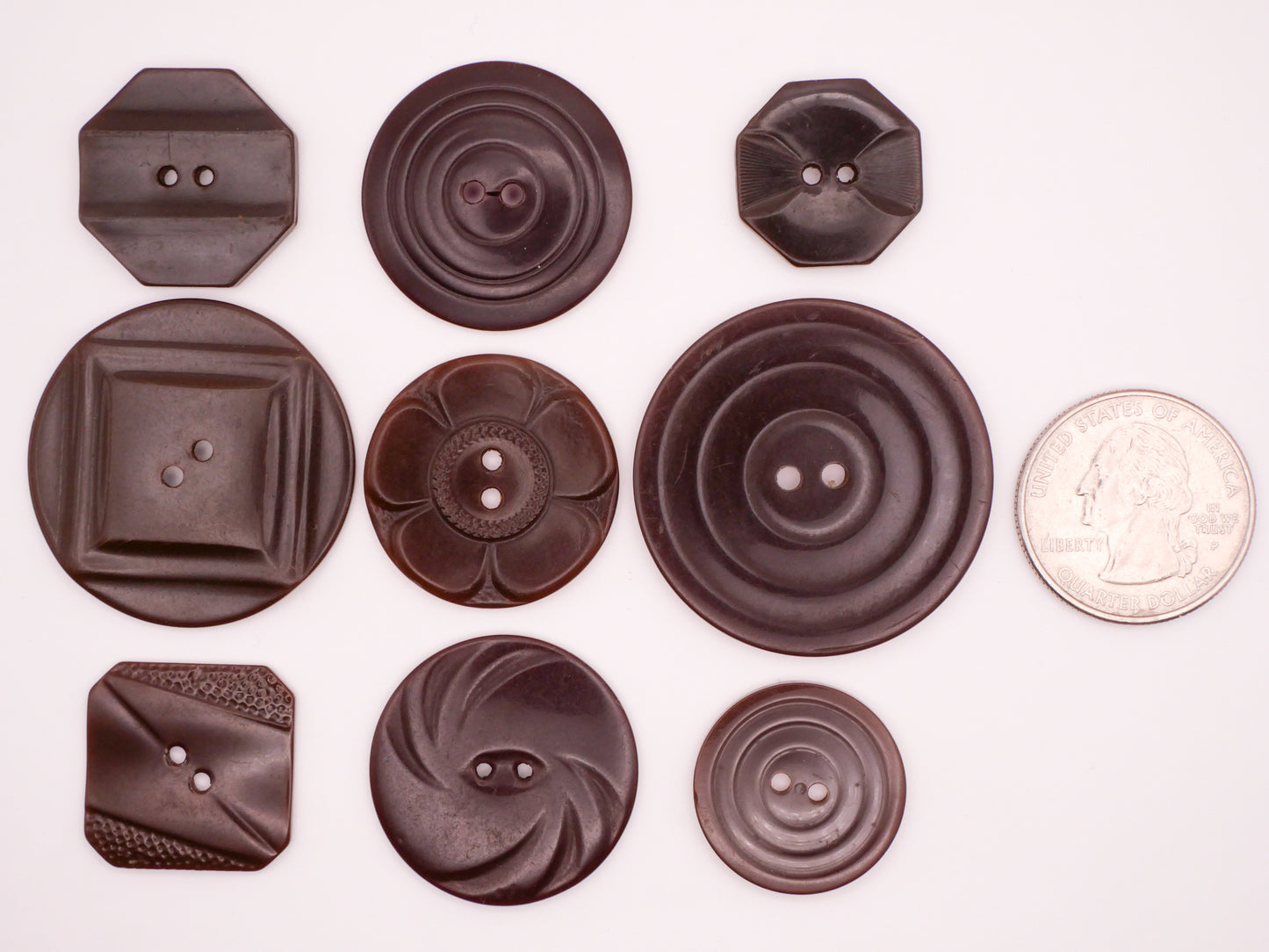 Chocolate Brown Bakelite Early Plastic Button Various 19-37mm