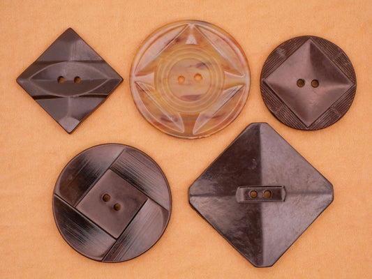 Diamond Square Brown Tan Vintage Plastic Button Various 22-32mm