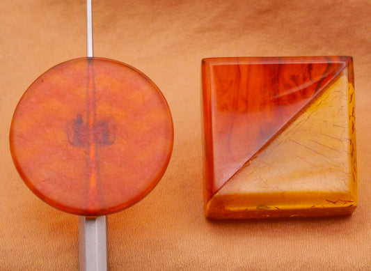 Tortoiseshell Look Zig Zag Square Early Plastic Button Various 27-28mm