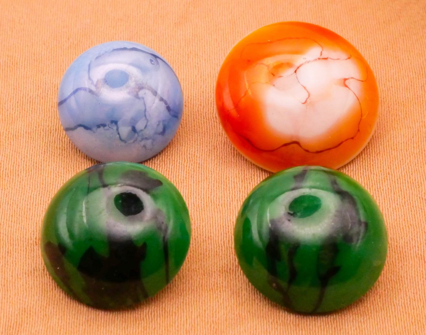 Marbled Glass Blue Orange Green Vintage Button Various 13-17mm