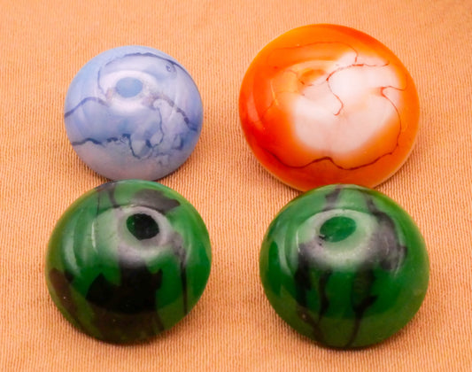 Marbled Glass Blue Orange Green Vintage Button Various 13-17mm