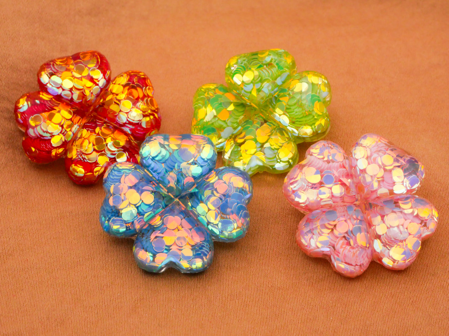 Glitter Colorful Resin Plastic Assorted Set of Four Buttons 25mm