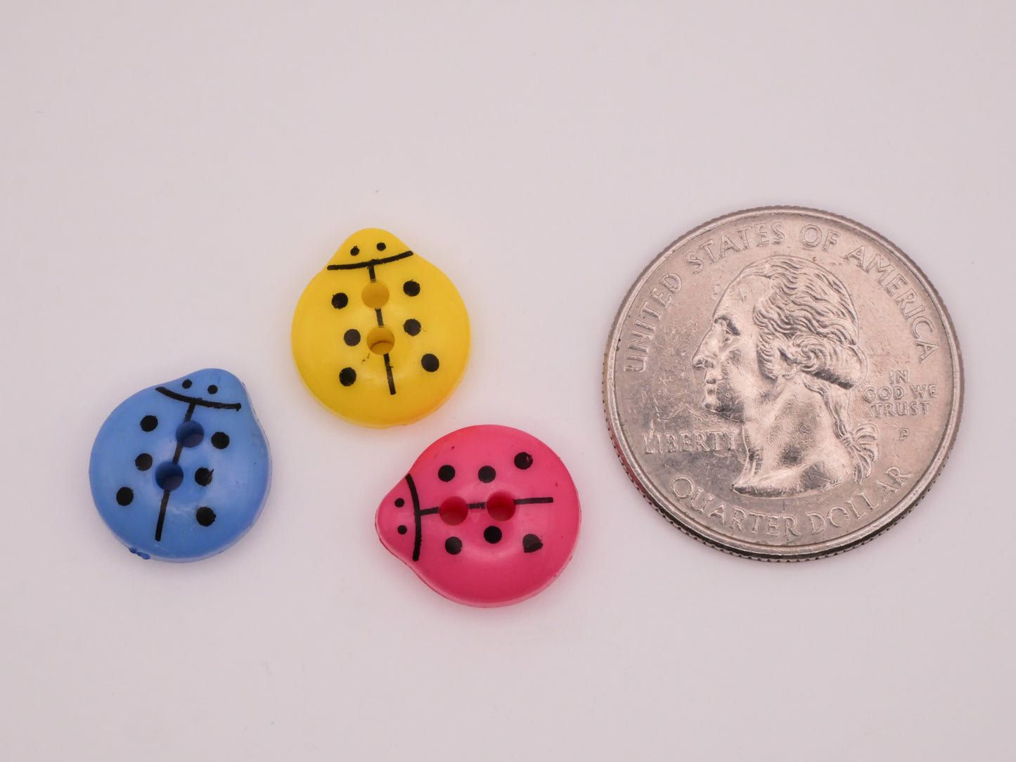 Ladybug Ladybird Colorful Plastic Set of Twenty Buttons 12x14mm