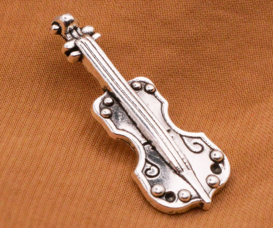 Violin Viola Realistic Instrument Silver Metal Button 11x28mm