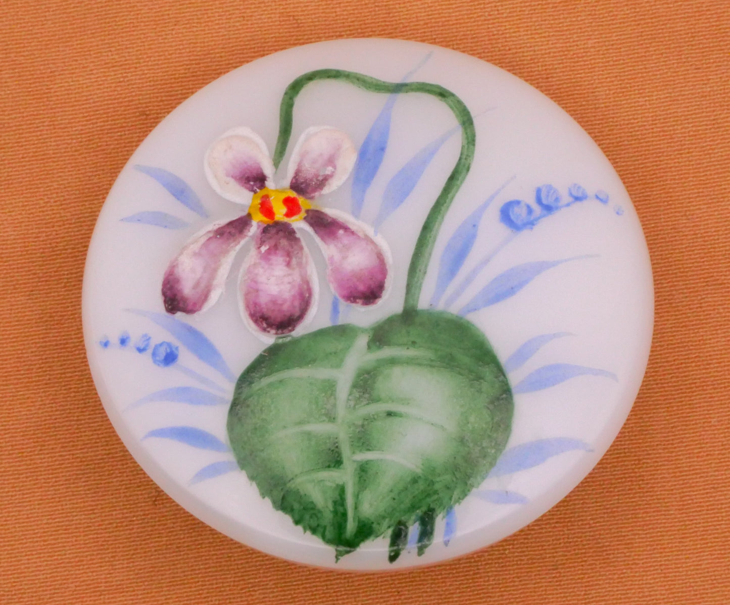 Violet Hand-Painted Czech Glass Vintage Button 28mm