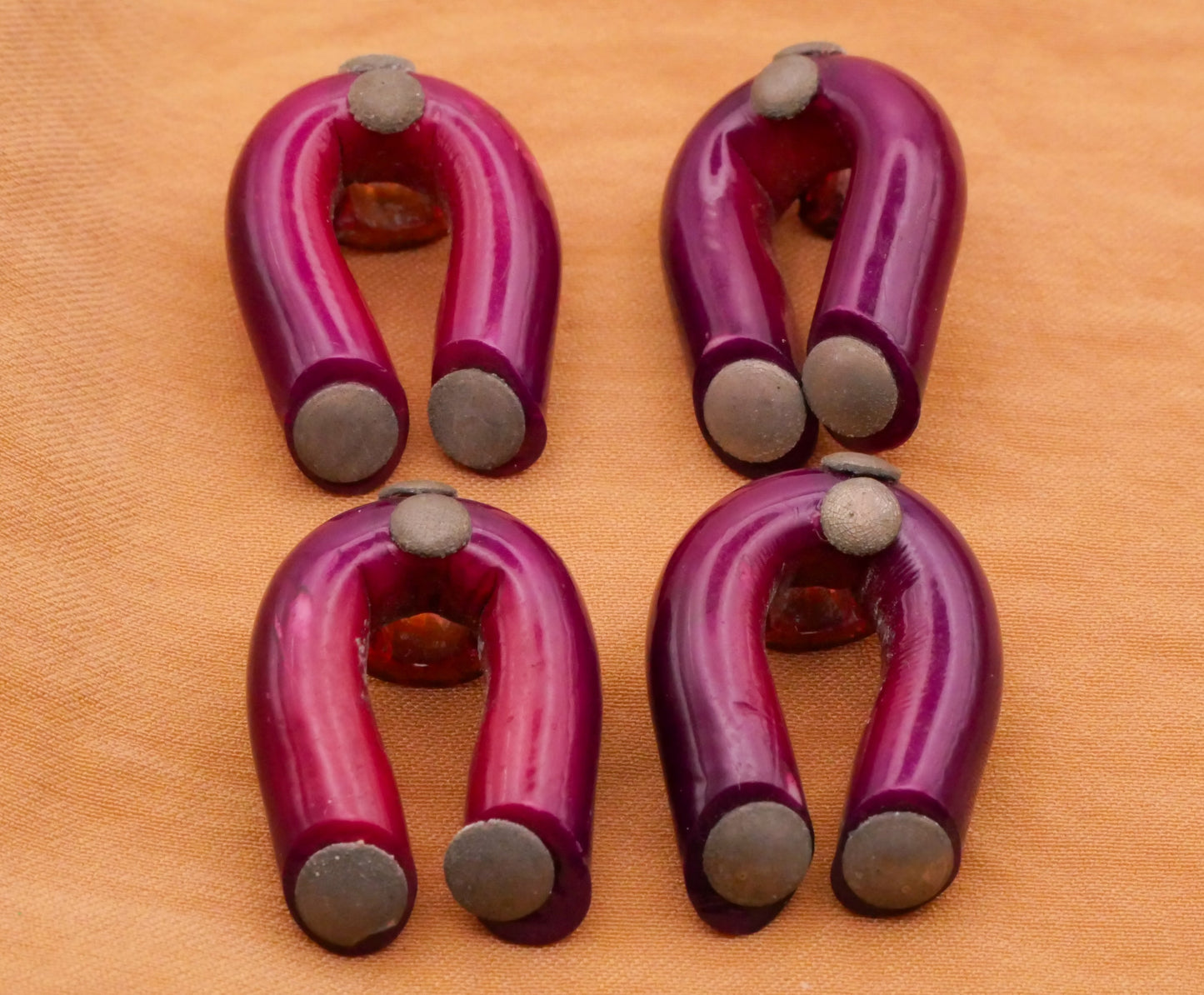 Horseshoe Purple Celluloid Early Plastic Button Various 15x21mm